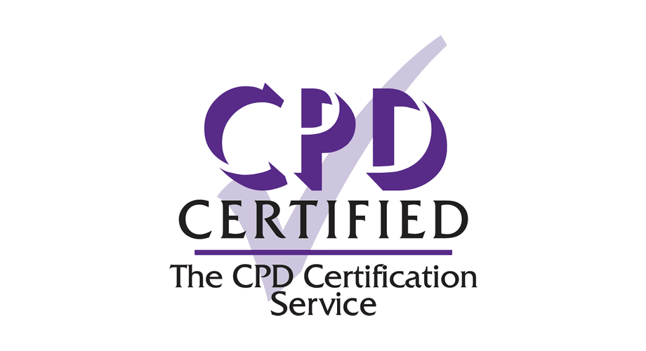 Logo with large purple letters CPD above the word CERTIFIED in black, referencing Trauma support. Below is the text The...