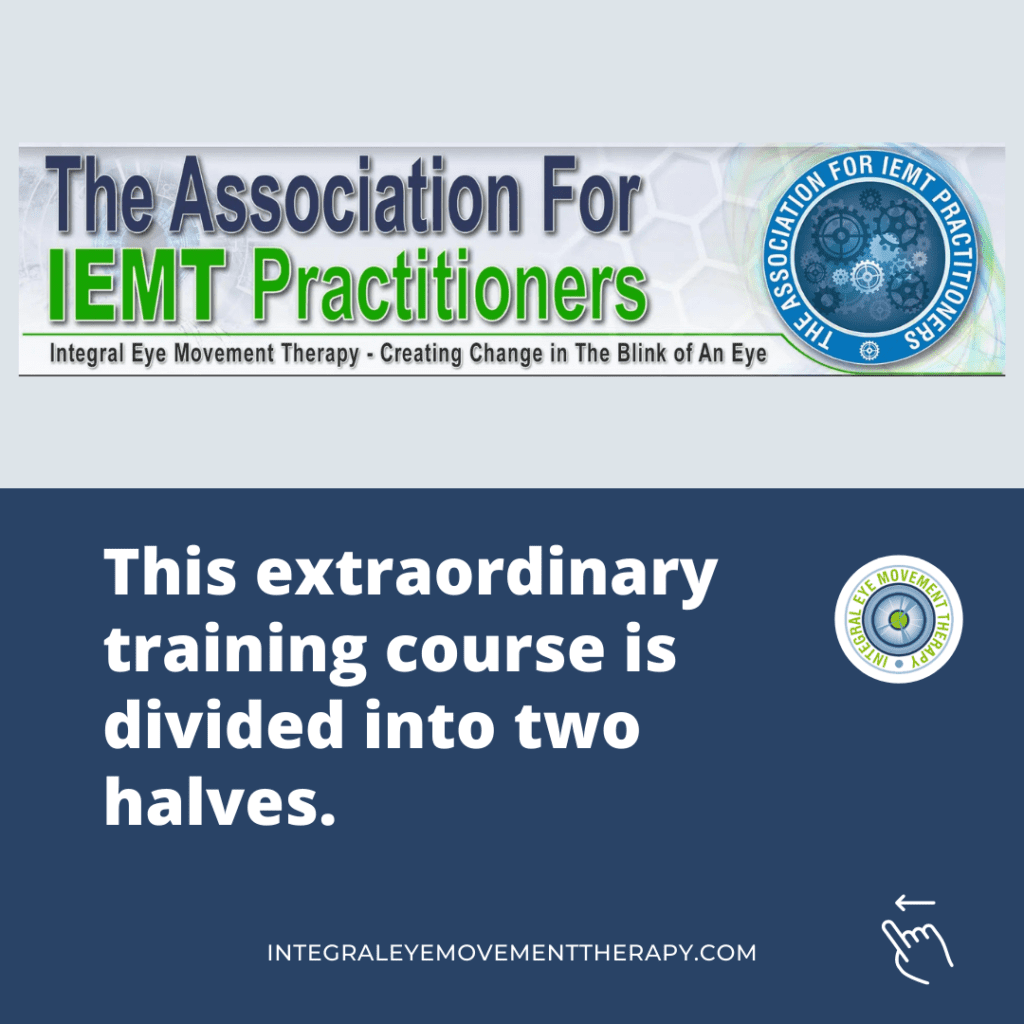 Banner for The Association for IEMT Practitioners with a logo and text saying, “This extraordinary training course is...