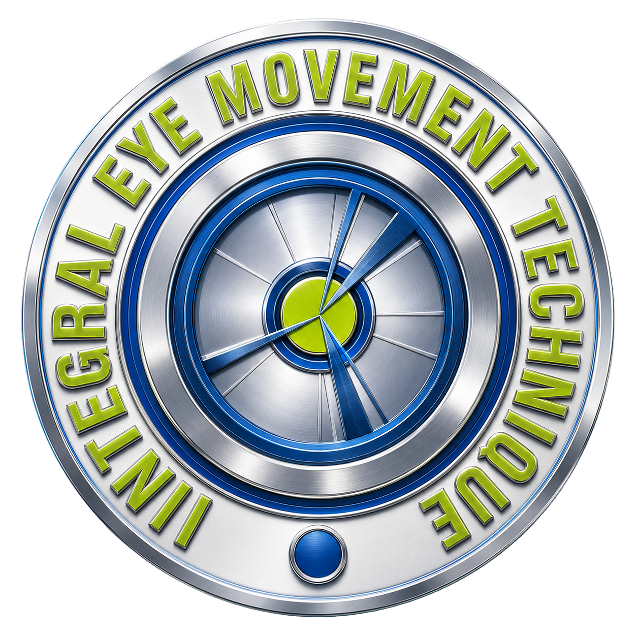 Polished metallic Integral Eye Movement Technique eye logo