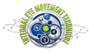 Logo with gears and arrows, surrounded by the words INTEGRAL EYE MOVEMENT TECHNIQUE in green 3D letters. The design suggests mechanics and interconnected movement.